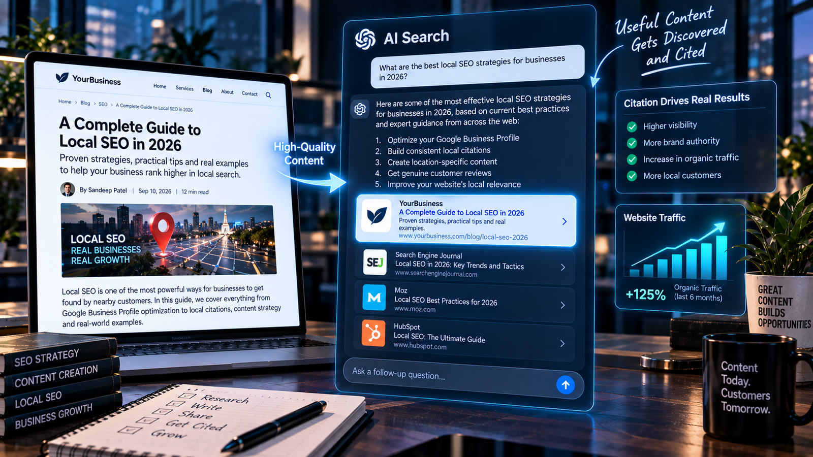 Business website content appearing as a cited source in ChatGPT Search