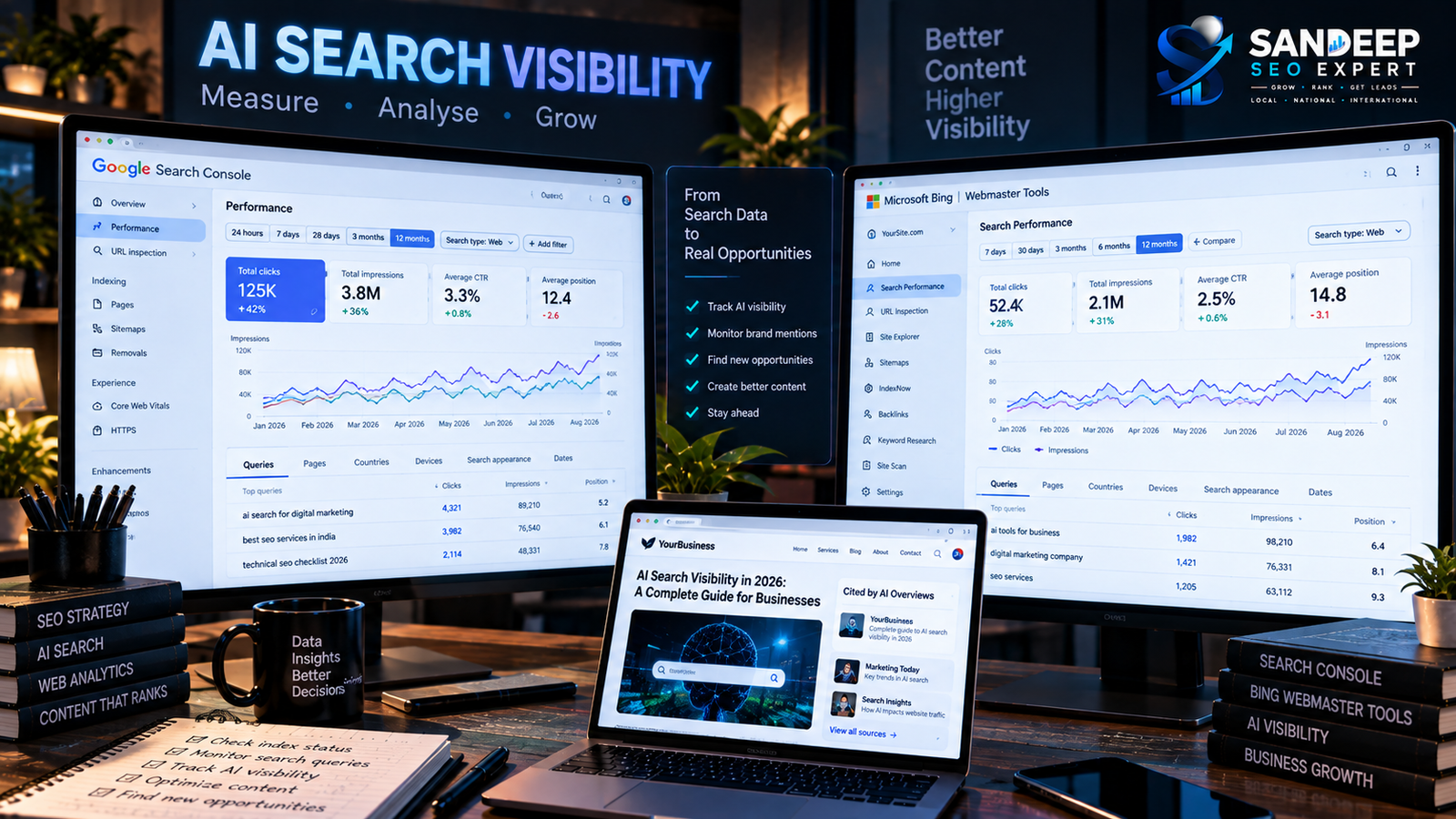 AI search visibility and citation performance being monitored through webmaster analytics